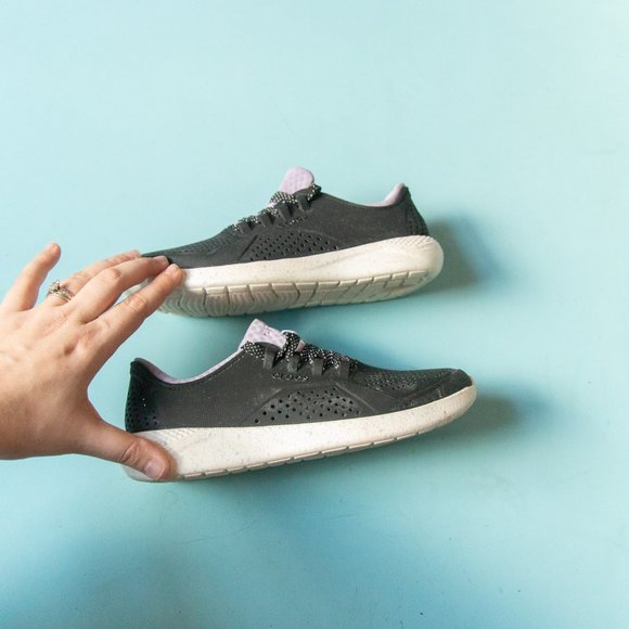 Crocs LiteRide Black Purple Rubber Athletic Lace Up Sneakers Size W 8 - Picture 2 of 9